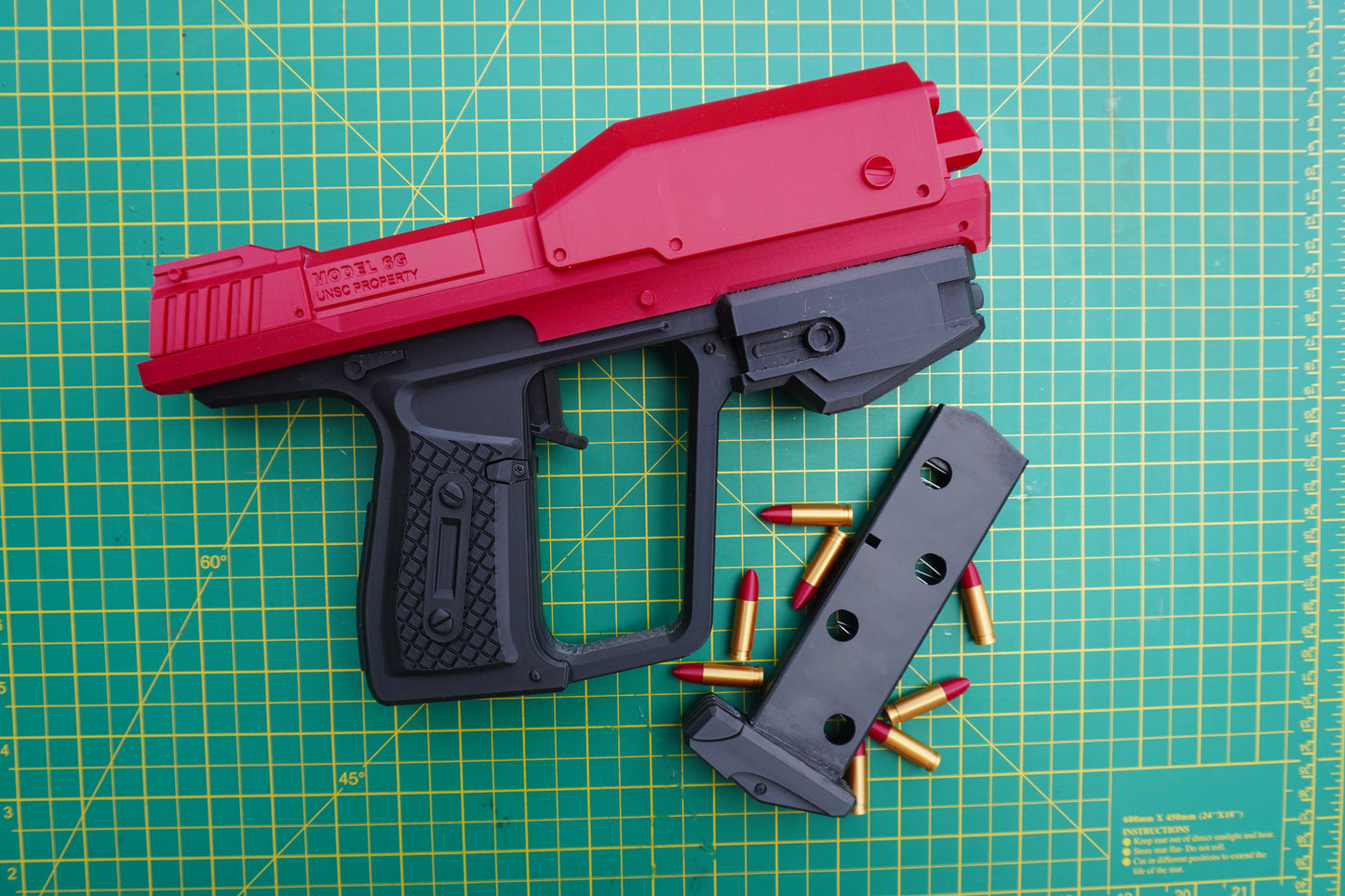 DIY Halo Magnum Replica with functioning trigger, magazine and slide, raw 3D print