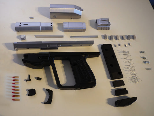DIY Halo Magnum Replica with functioning trigger, magazine and slide, raw 3D print