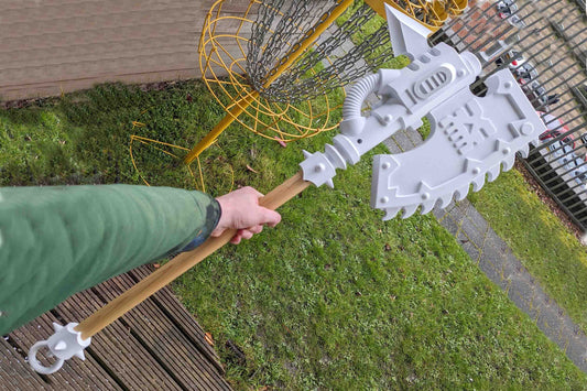 World Eaters Inspired Lifesize Chainaxe, raw 3d print DIY